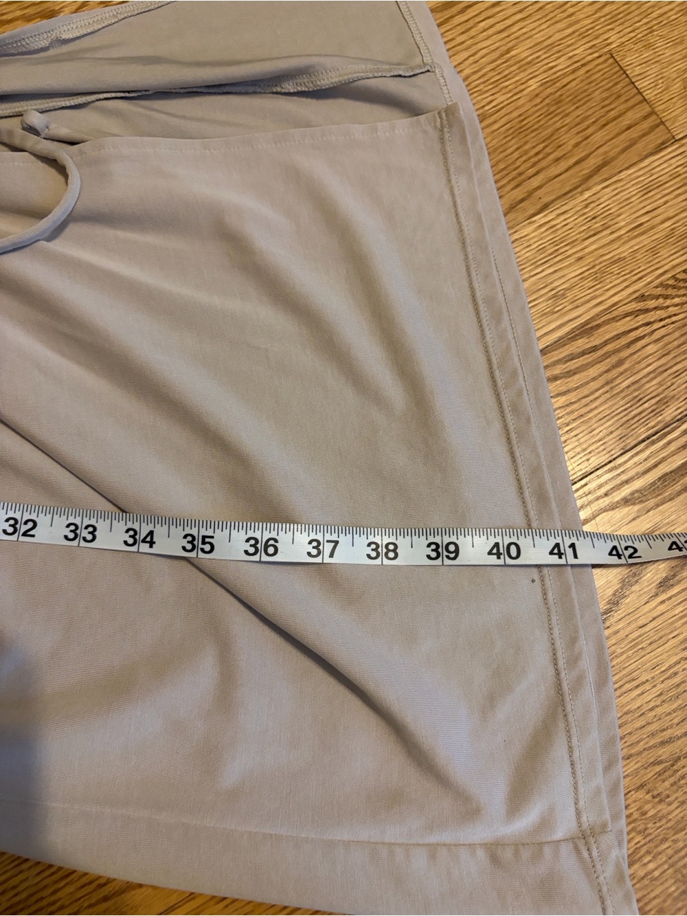 Express Light Beige Ruched Side-Tie Midi Skirt - Picture 5 of 9